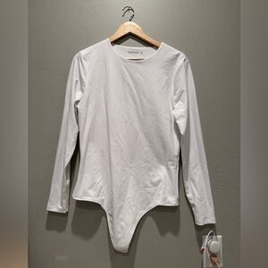 Abercrombie & Fitch White Long Sleeve Bodysuit Soft A&F Collection Sz XL